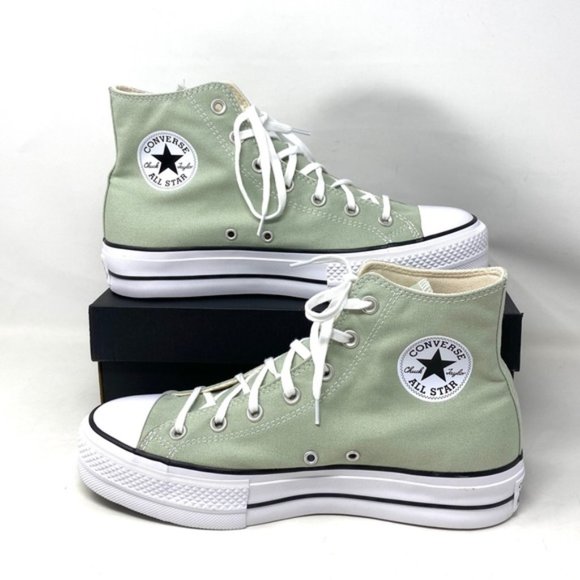 Converse Ctas Lift Platform Women's Sneakers Canvas Light Green High Top A03541C - Picture 4 of 10
